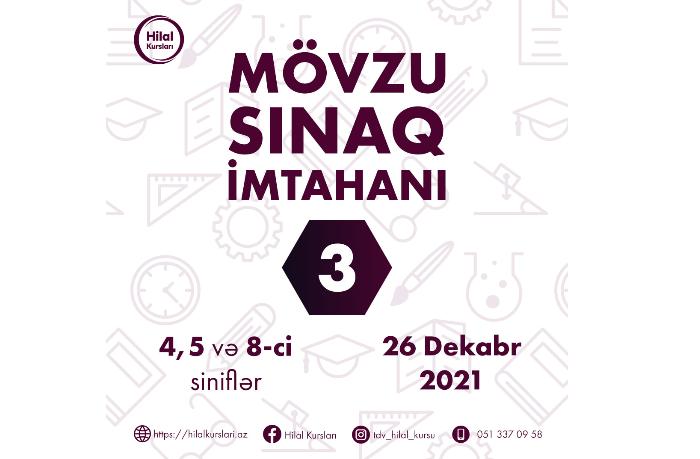 4. Sinif - Mövzu Sınaq İmtahanı 3